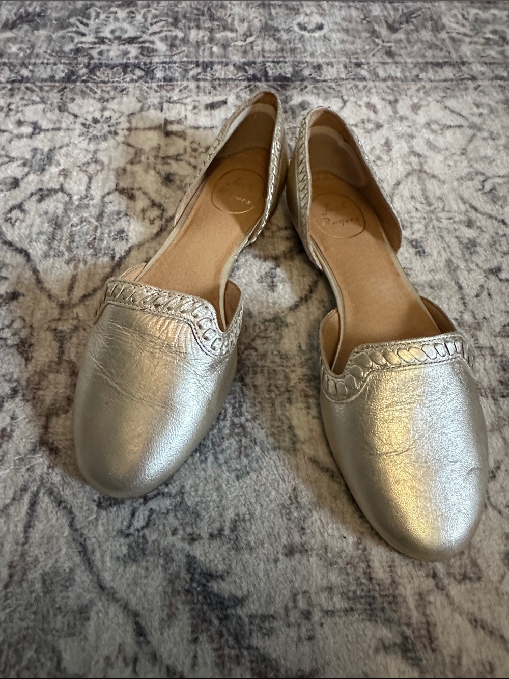 Jack Rogers Metallic Silver D'Orsay Flats